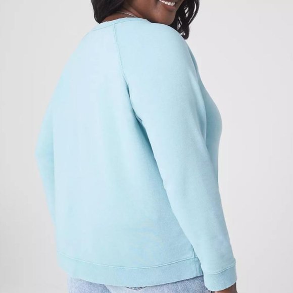 Lane Bryant Classic Raglan Sleeve Sweatshirt Tee Aquifer 18/20 - Picture 2 of 3